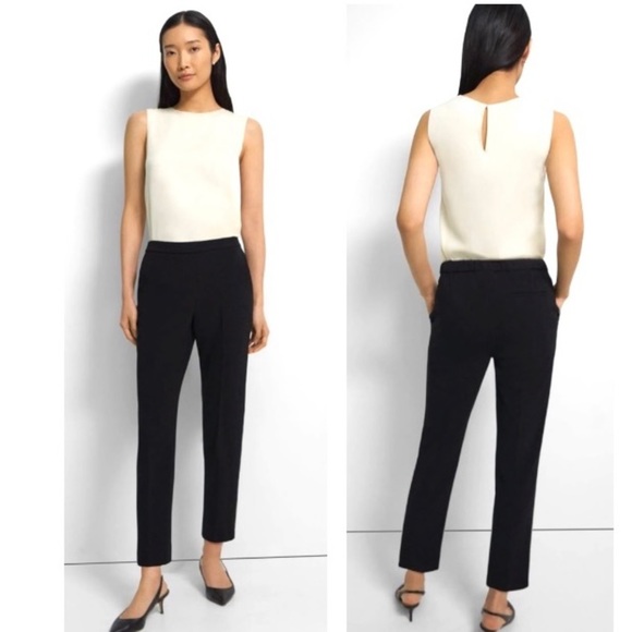Theory Pants - THEORY Treeca Pull-On Cropped Work Trouser Pant in Admiral Crepe size NWT